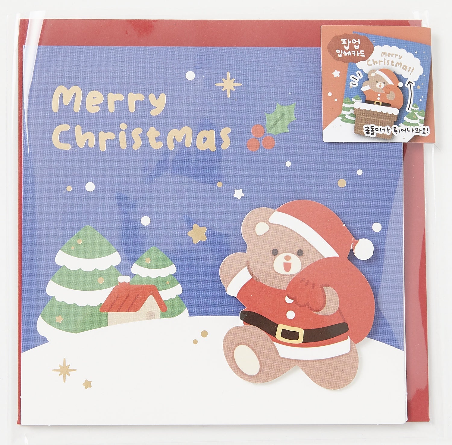 Christmas Card Gift Santa Bear Pop-up