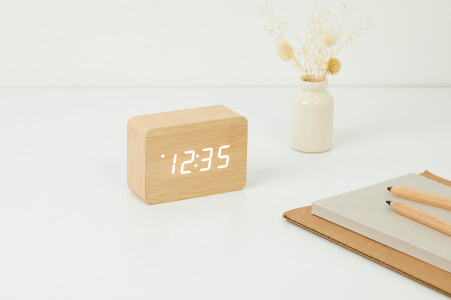 Digital Bamboo Wooden Desk Clock (Medium)