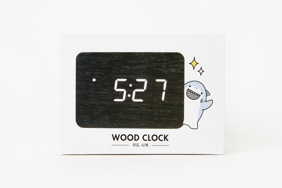 Digital Black Wooden Desk Clock (Medium)