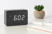 Digital Black Wooden Desk Clock (Medium)