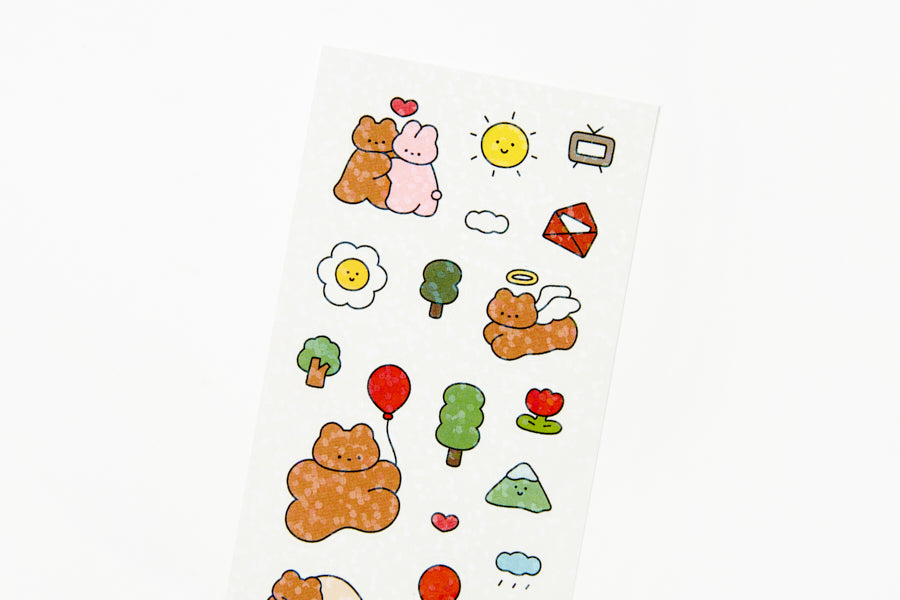 Sticker Rabbit & Bear Happy Day