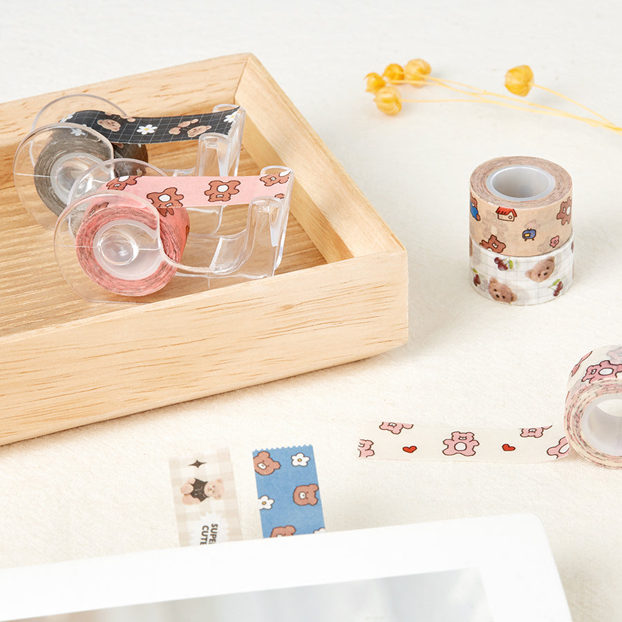 Mini Masking Tape & Cutter Set Bear Black