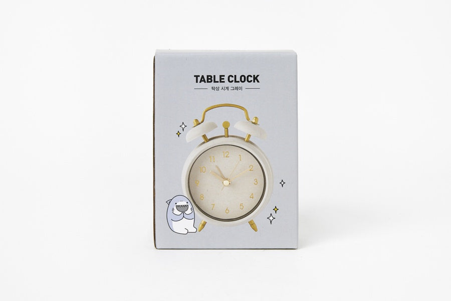 Analog Table Clock (Grey and Gold)