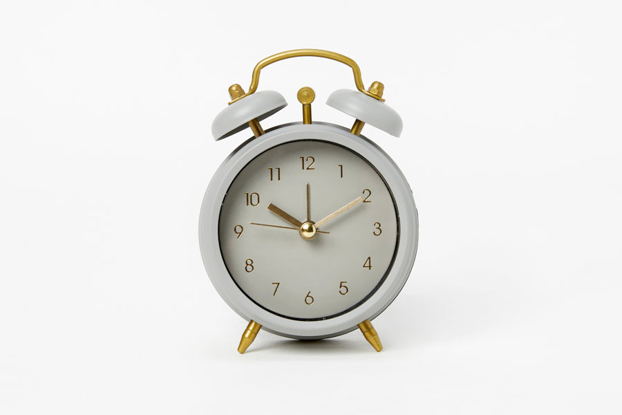 Analog Table Clock (Grey and Gold)