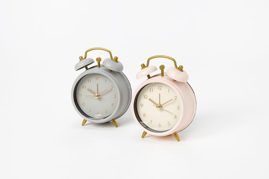 Analog Table Clock (Grey and Gold)