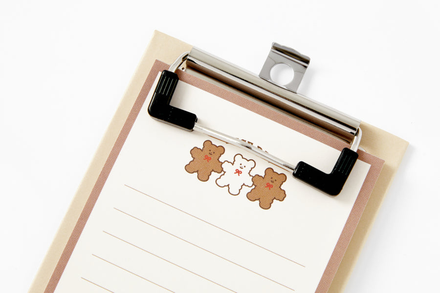 Mini Clipboard & Memo Set Bear Beige