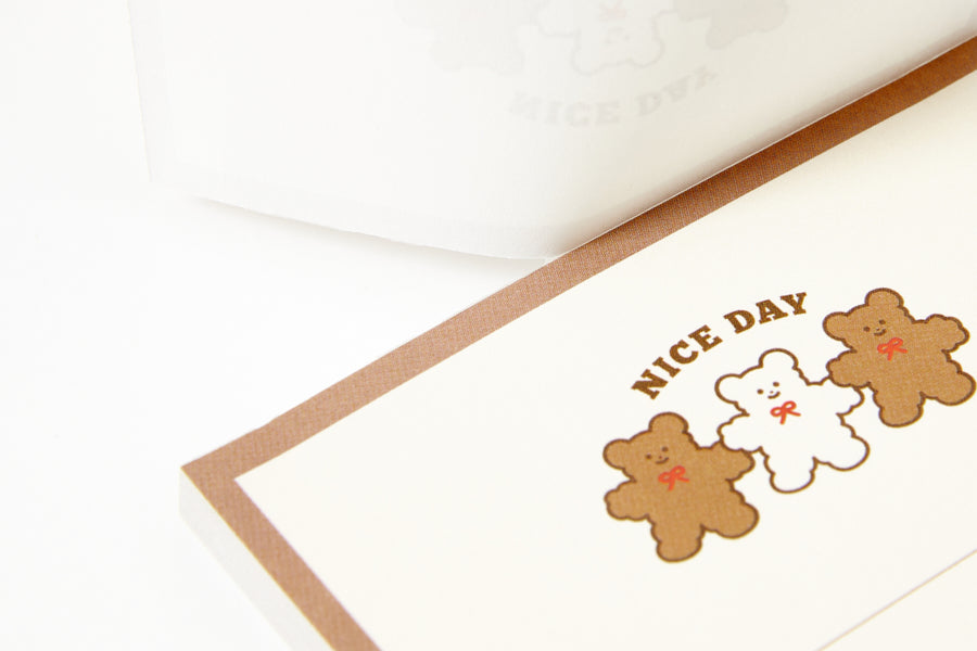 Mini Clipboard & Memo Set Bear Beige