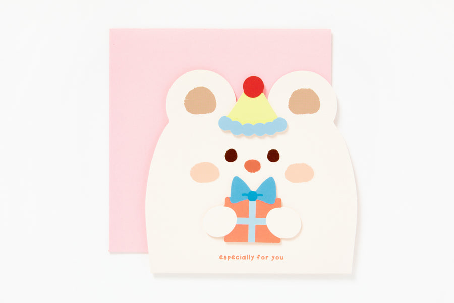 Card Rabbit with Gift Pink