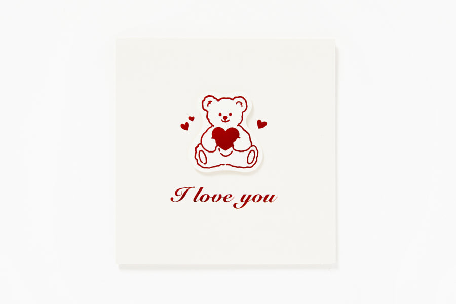 Card 'I Love You' Simple Bear Red