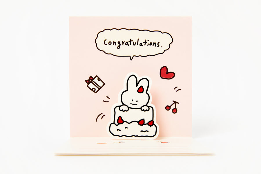 Pop-Up Card 'Happy Birthday' Rabbit Pink