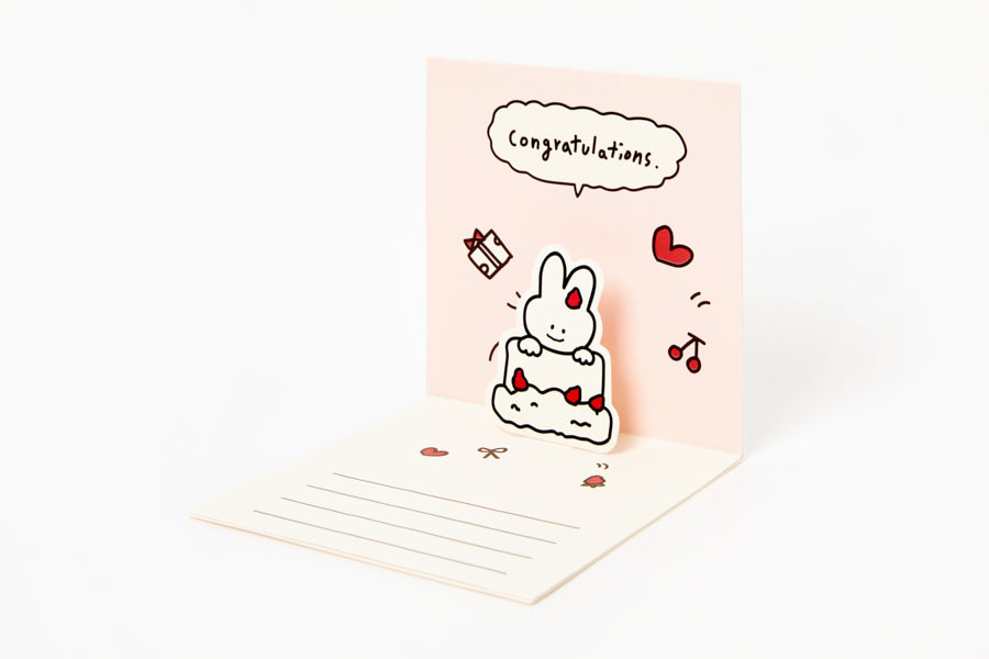 Pop-Up Card 'Happy Birthday' Rabbit Pink