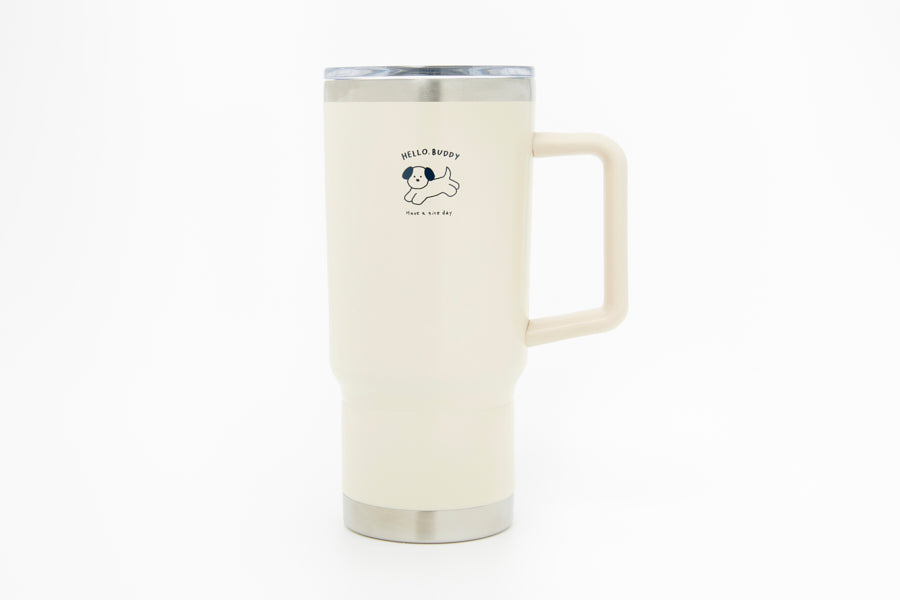 Big Tumbler with Handle (770ml) - 'Hello Buddy' Puppy