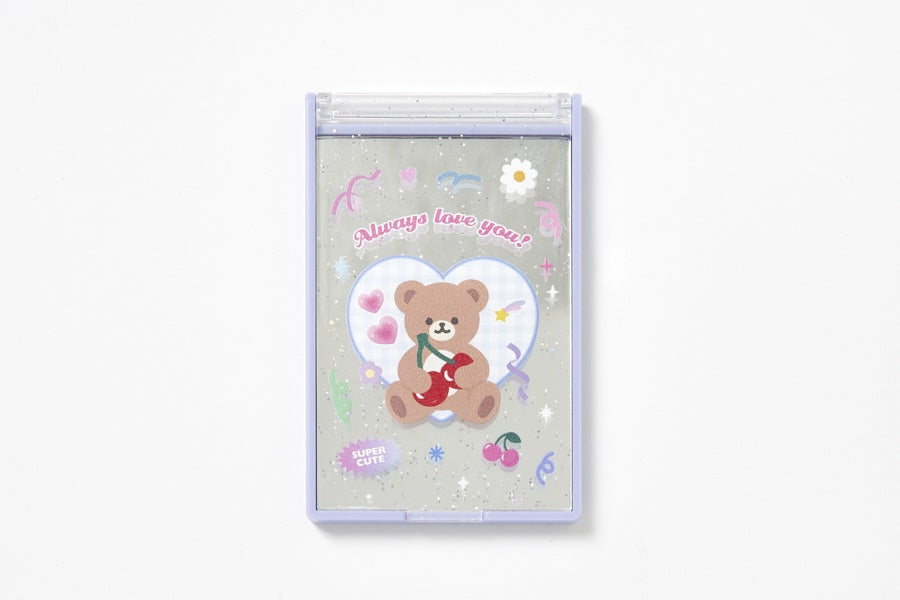 Pocket Transparent Cover Mirror - Cherry Bear