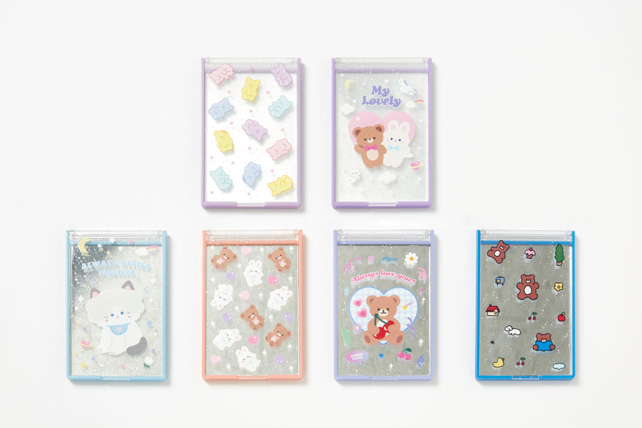 Pocket Transparent Cover Mirror - Bear & Bunny