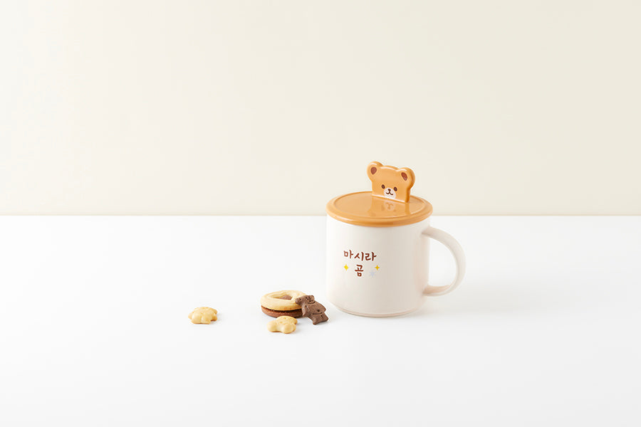 Character Cover Mug (450ml) - Ivory Bear