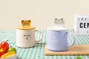 Character Cover Mug (450ml) - Blue Cat