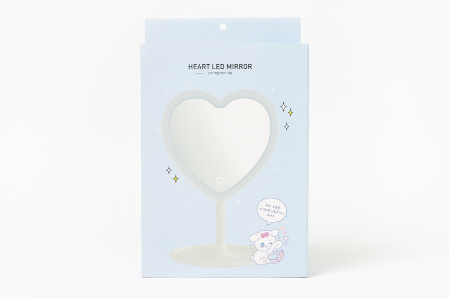 LED Table Mirror - Ivory Heart