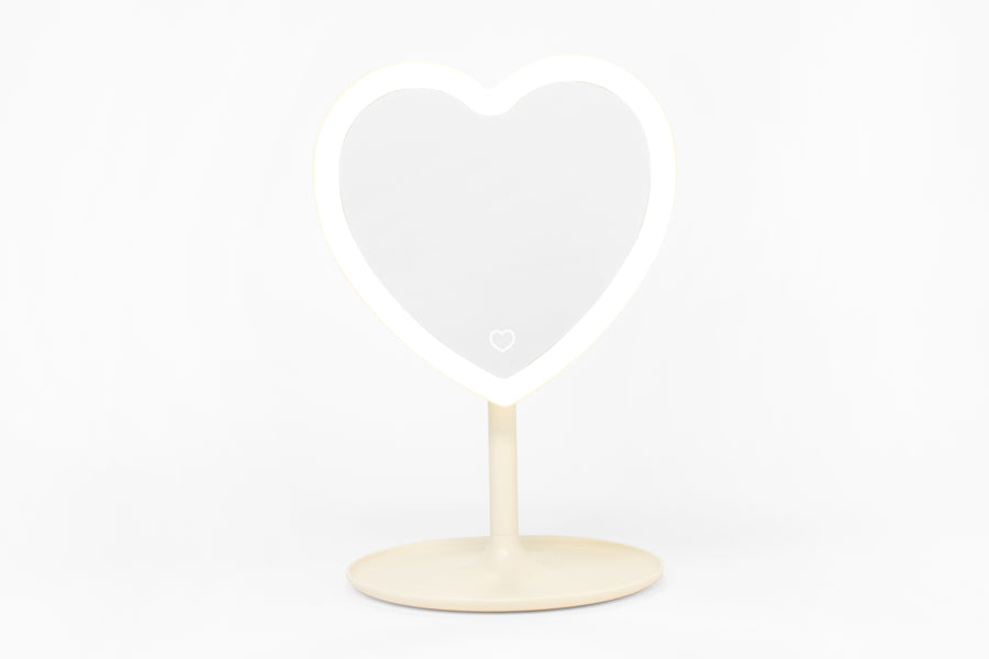 LED Table Mirror - Ivory Heart