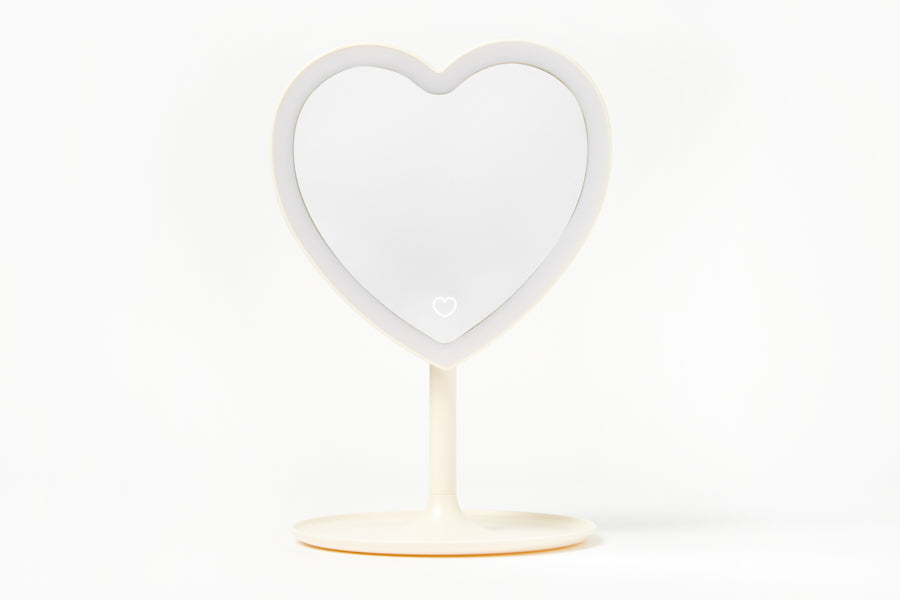 LED Table Mirror - Ivory Heart