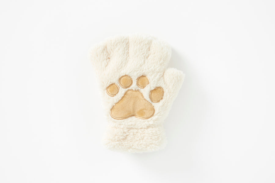 Cat Paw Fingerless Gloves - Ivory