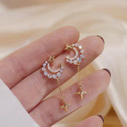 Earrings Star Moon Diamond