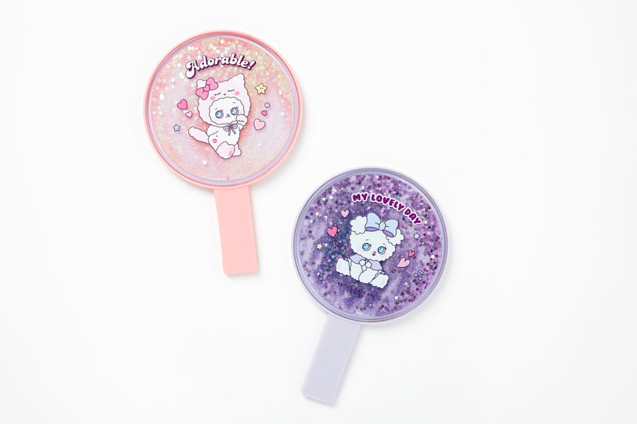 Round Hand Glitter Mirror 'My Lovely Day' Babichon (Purple)