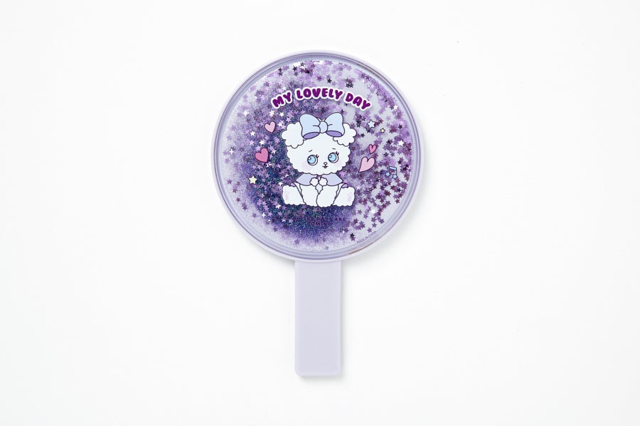 Round Hand Glitter Mirror 'My Lovely Day' Babichon (Purple)