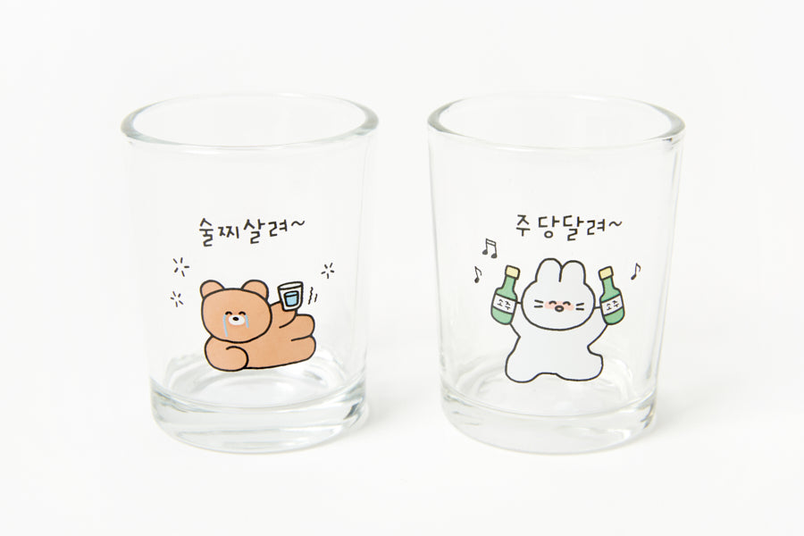 Mini Soju Glass Set: Rabbit & Bear (75ml)