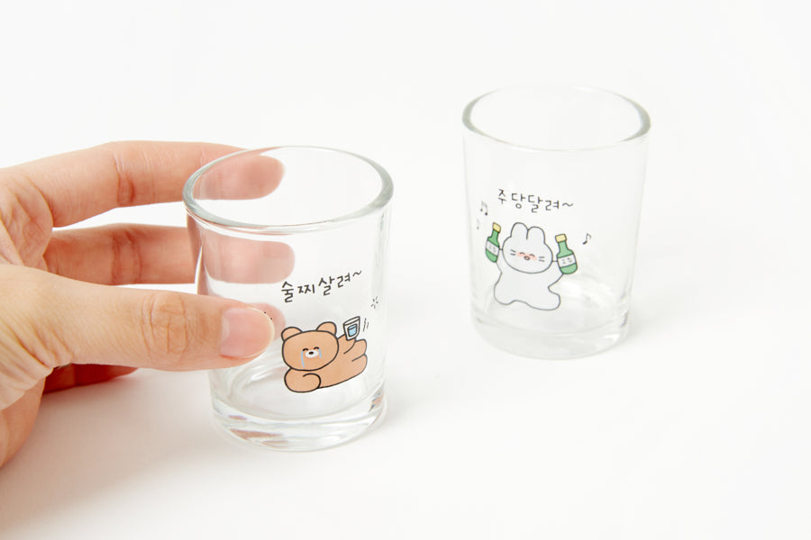 Mini Soju Glass Set: Rabbit & Bear (75ml)