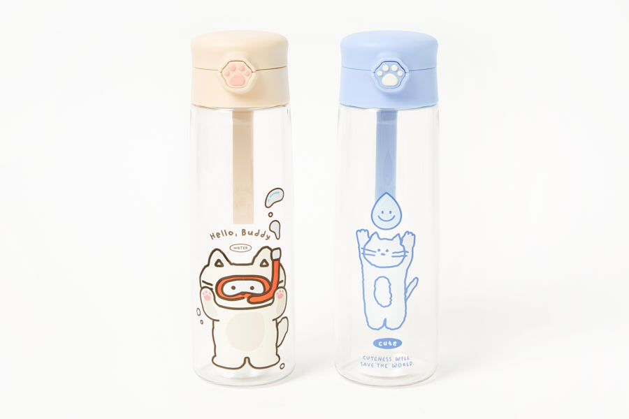 Paw Button Bottle (520ml) - Scuba Cat