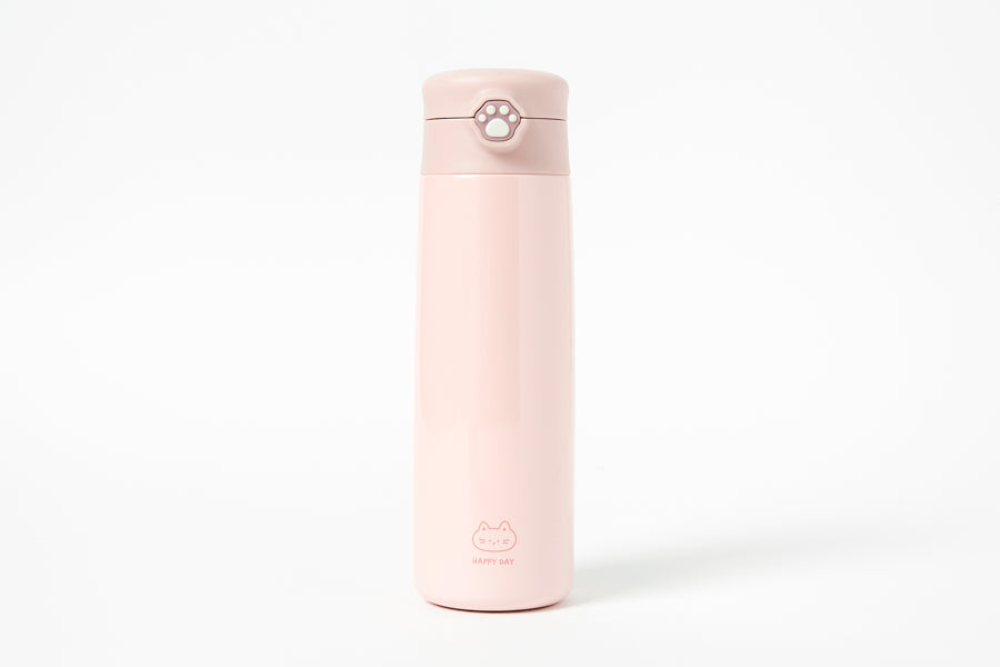 Paw Button Tumbler (450ml) - Pink Cat