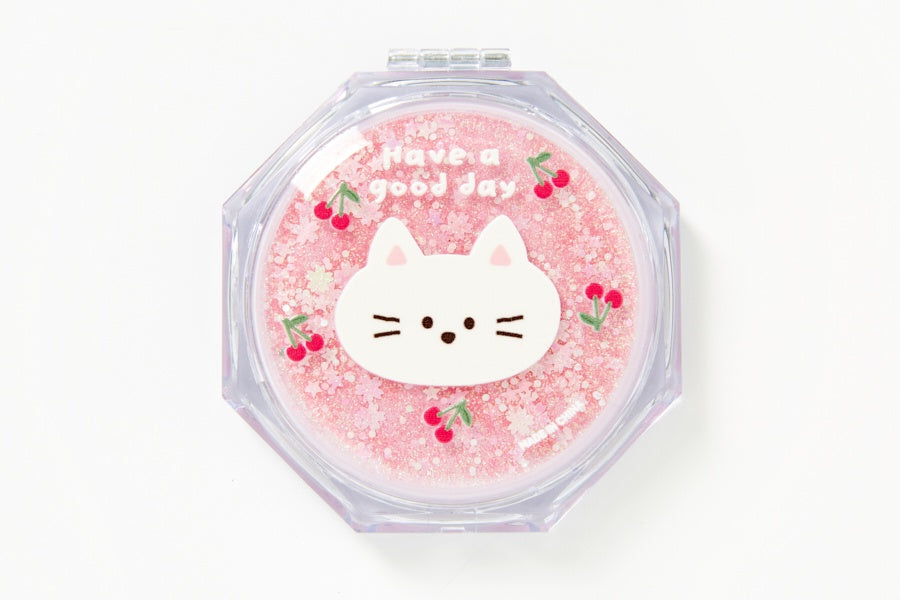 Octagon Glitter Dual Hand Mirror - Cat