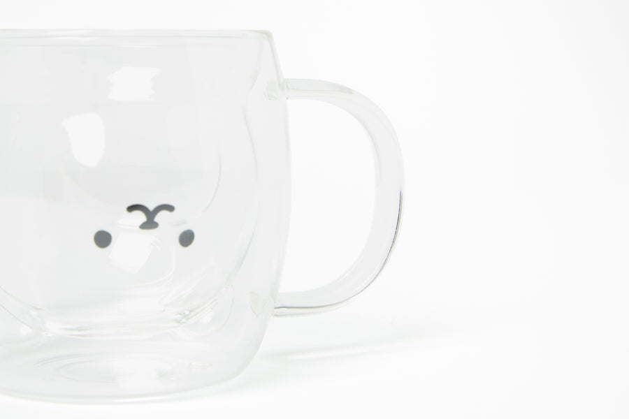 Teddy Bear Double Walled Glass Mug + Handle