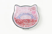 Pink Cat Compact Glitter Mirror