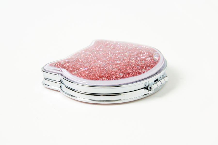 Pink Cat Compact Glitter Mirror