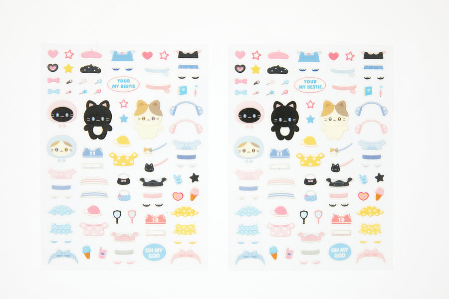 Cute Animal Dress-Up Sticker - Kitten Besties