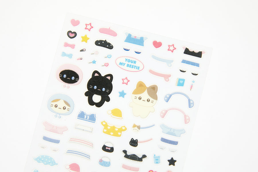 Cute Animal Dress-Up Sticker - Kitten Besties