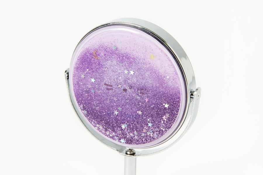 Round Standing Desk Mirror (Glitter Cat)