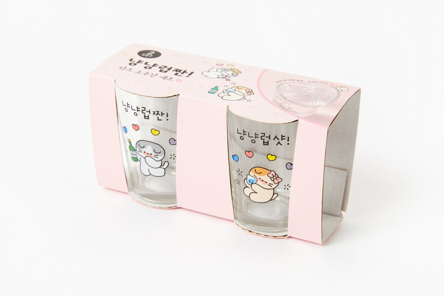 Heart Shaped Soju Glass Set - Cat