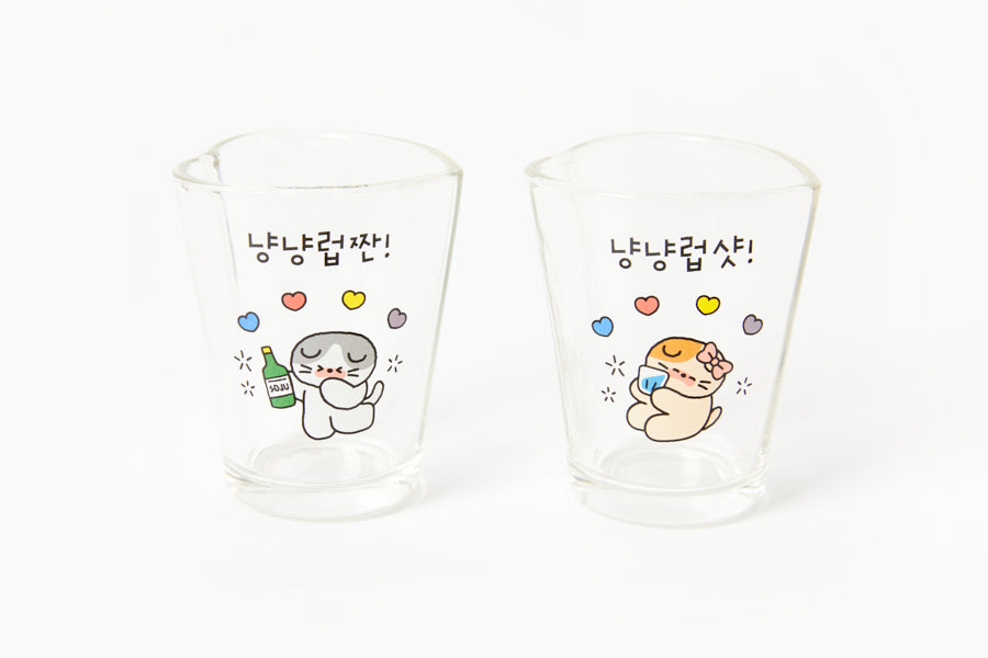 Heart Shaped Soju Glass Set - Cat