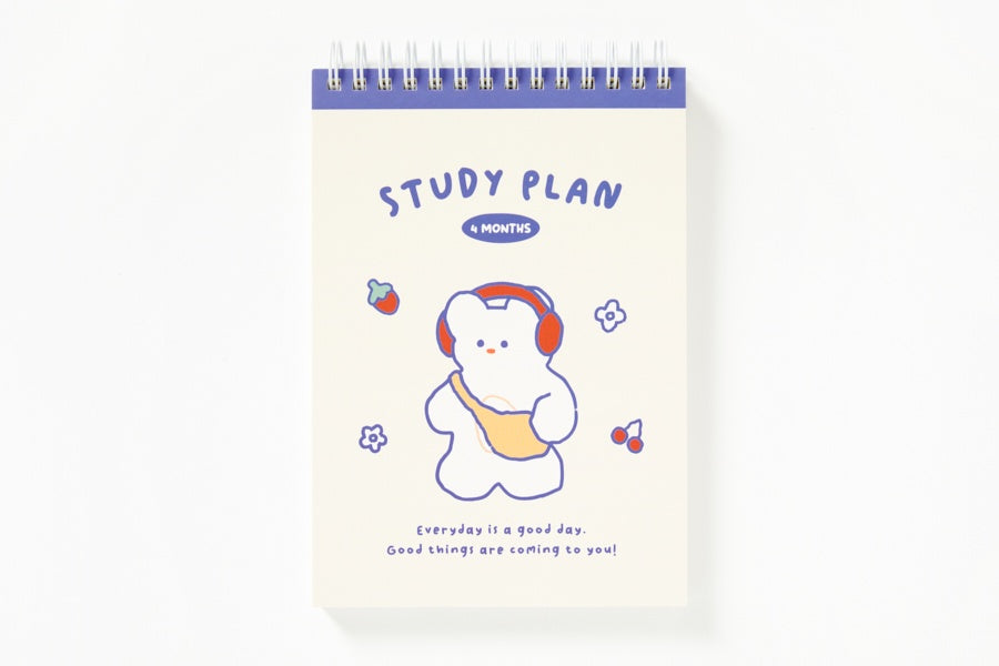 4-Month Study Planner - Rabbit Headphones