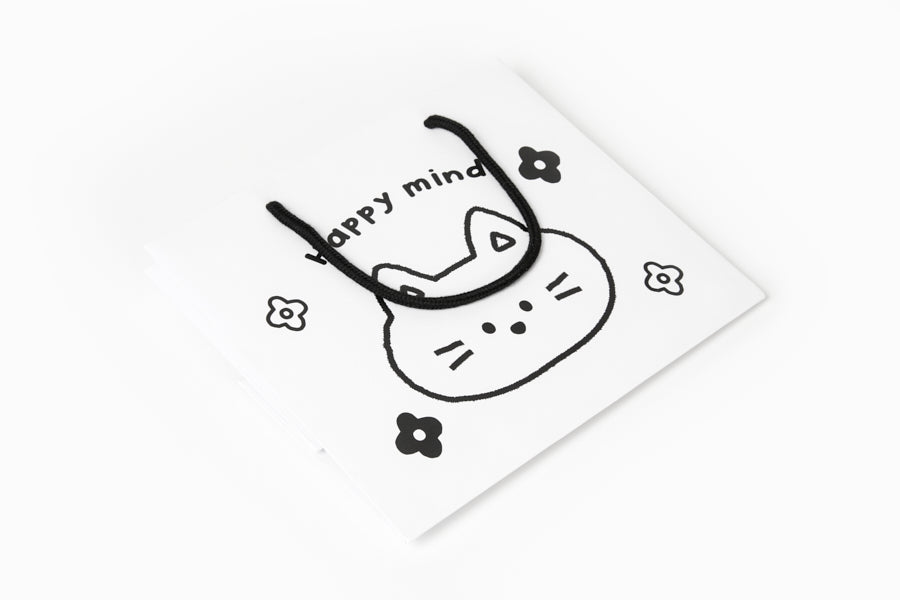 Gift Bag - 'Happy Mind' Cat (Black and White)