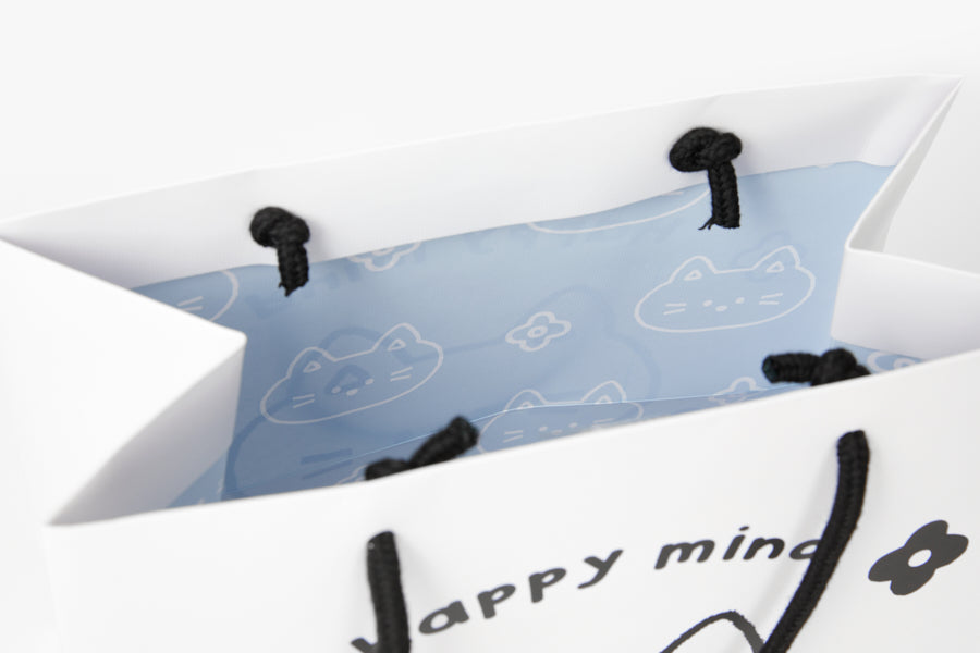 Gift Bag - 'Happy Mind' Cat (Black and White)