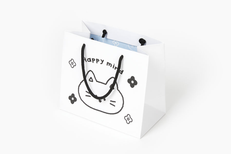 Gift Bag - 'Happy Mind' Cat (Black and White)