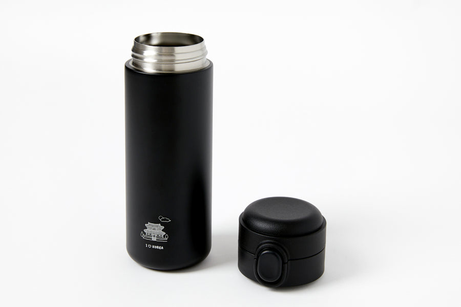 Button Tumbler 'I ♡ Korea' (380ml) - Gyeongbokgung Palace Black