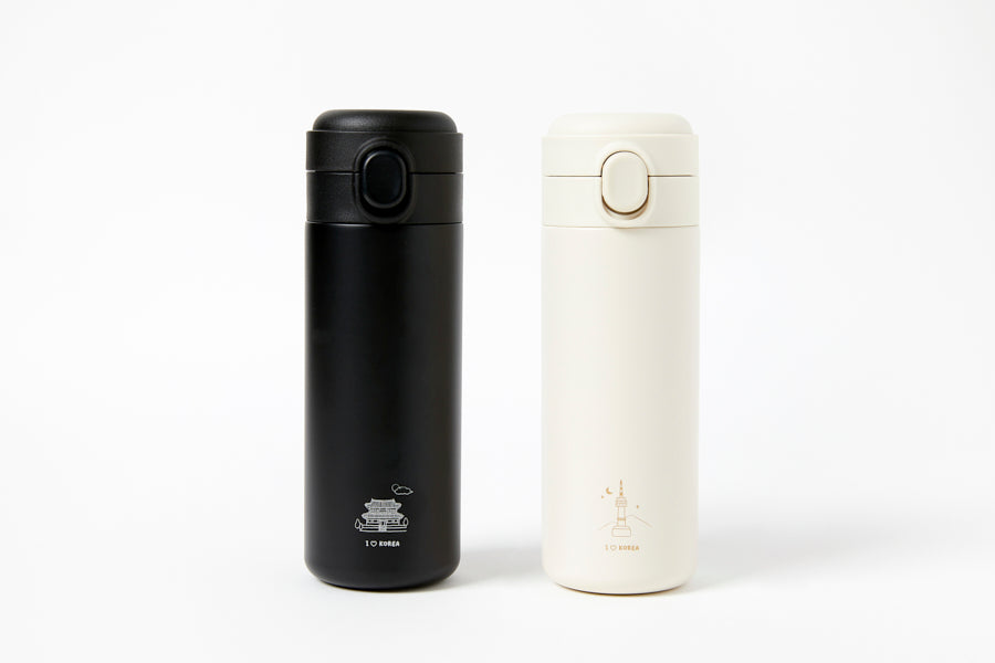 Button Tumbler 'I ♡ Korea' (380ml) - Namsan Tower Ivory