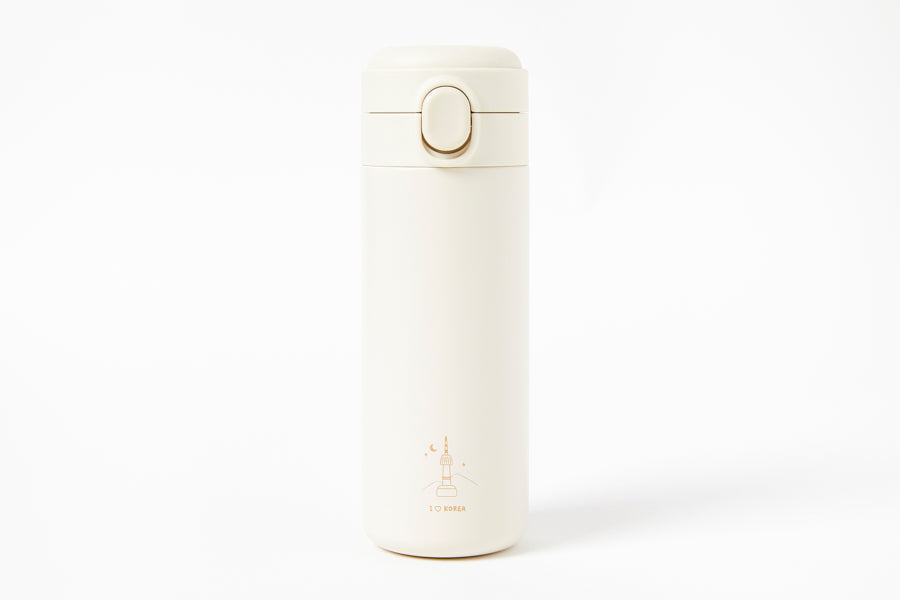 Button Tumbler 'I ♡ Korea' (380ml) - Namsan Tower Ivory