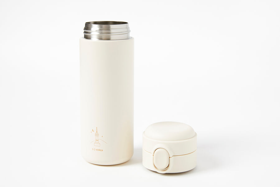 Button Tumbler 'I ♡ Korea' (380ml) - Namsan Tower Ivory