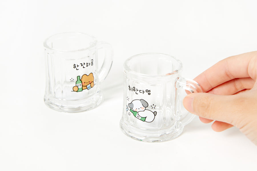 Mini Soju Glass Set (with Handle): Bear & Puppy (55ml)