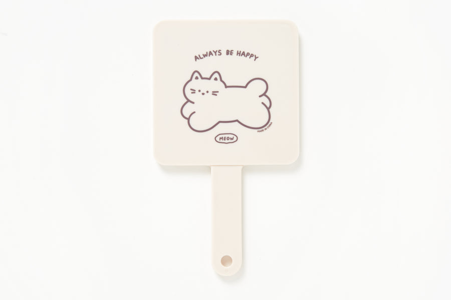 Hand Mirror & Comb 'Always Be Happy' - Cat